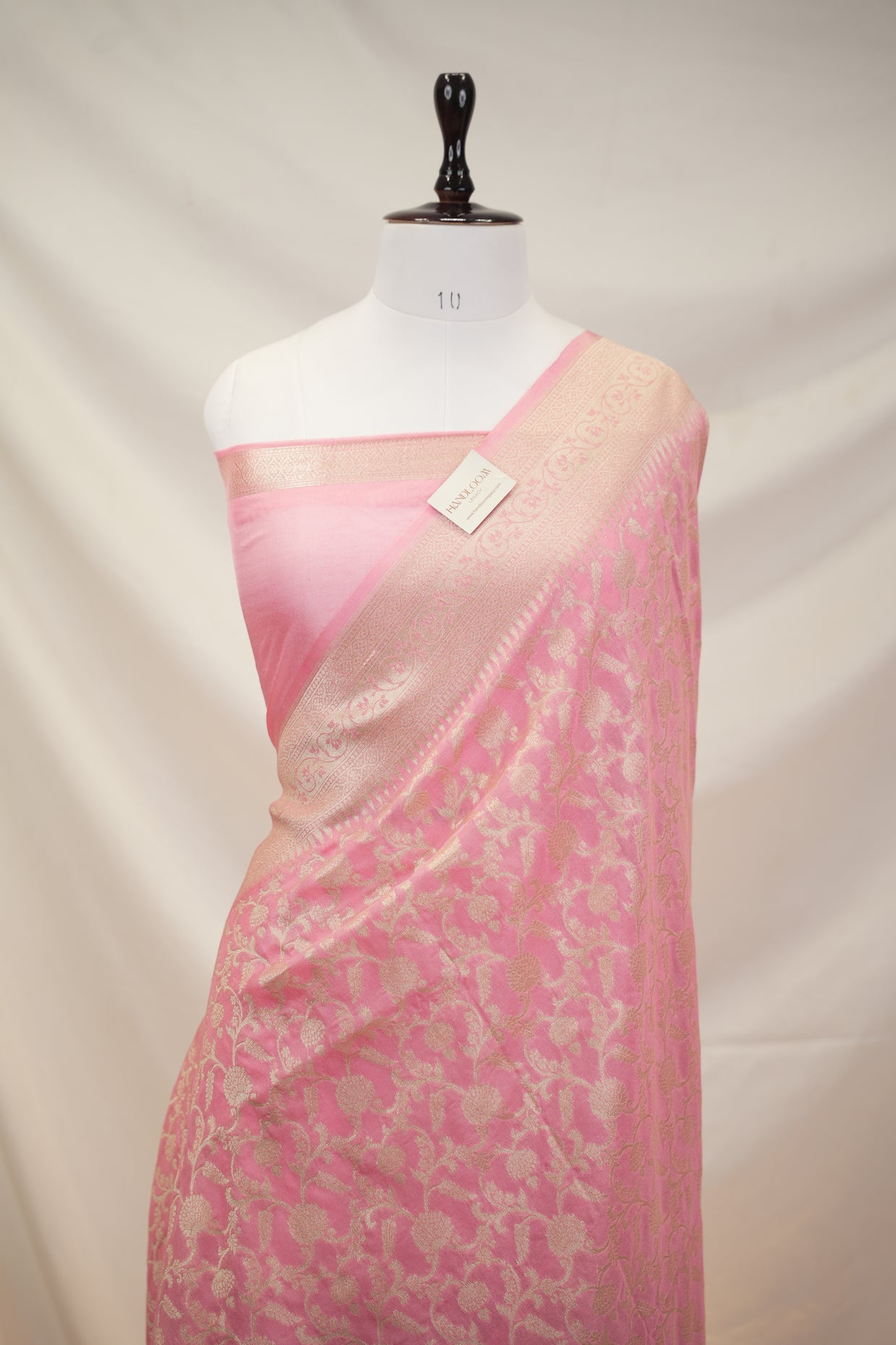 Fancy Geogette Saree Allover Gold Jaal Banarasi Saree  - Pink