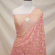 Fancy Geogette Saree Allover Gold Jaal Banarasi Saree  - Pink