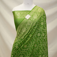 Fancy Geogette Saree Allover Gold Jaal Banarasi Saree  - Green