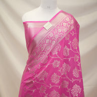 Fancy Katan Silk Gold Zari Jaal Work Banarasi Saree - Pink