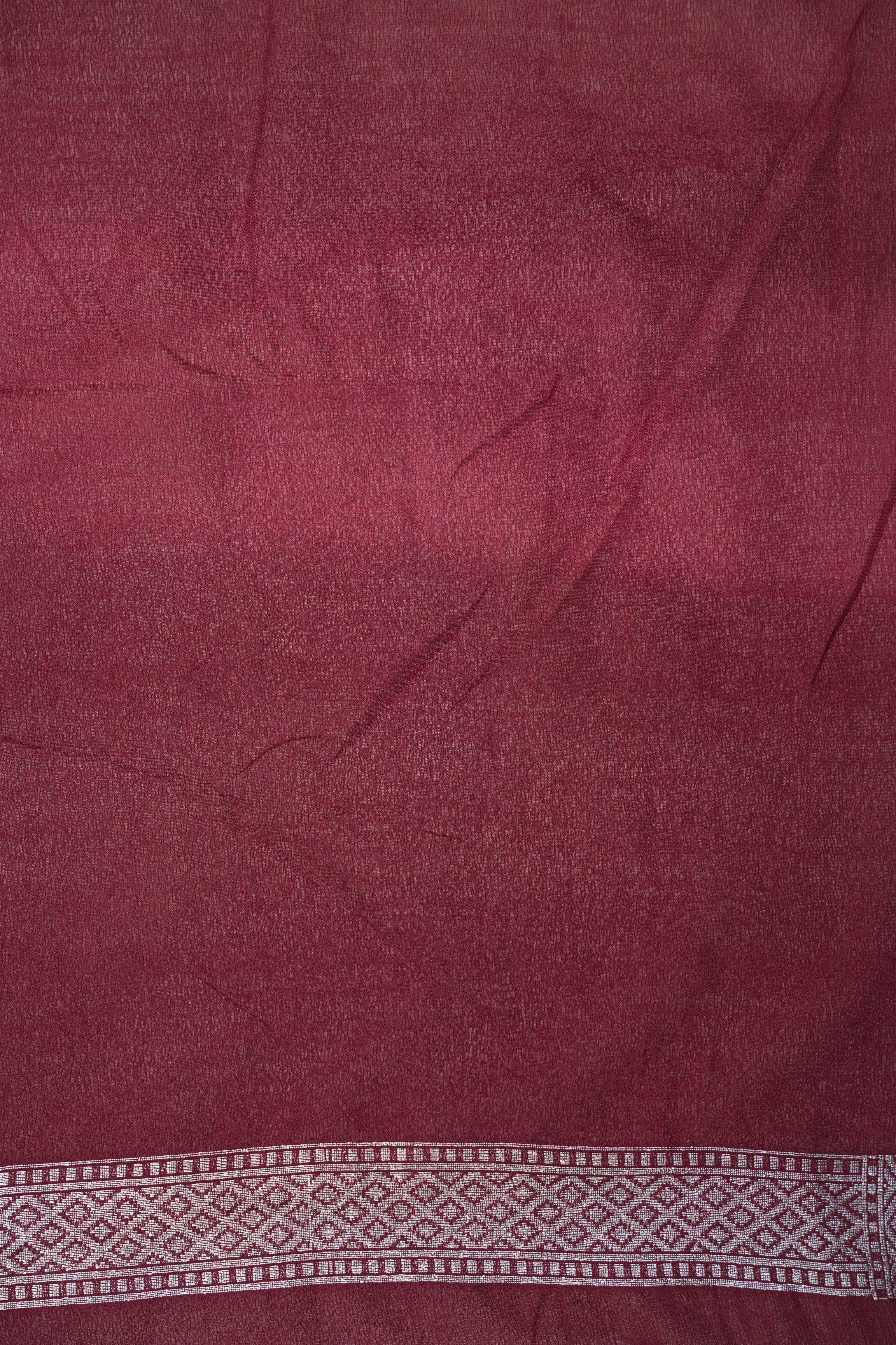 Fancy Geogette Saree Allover Silver Motif Banarasi Saree  - Red