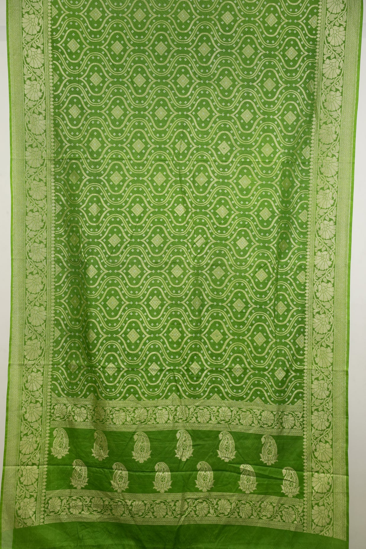 Fancy Geogette Saree Allover Gold Jaal Banarasi Saree  - Green