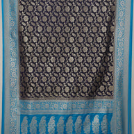 Fancy Geogette Saree Allover Gold Jaal Banarasi Saree  - Royal Blue X Blue
