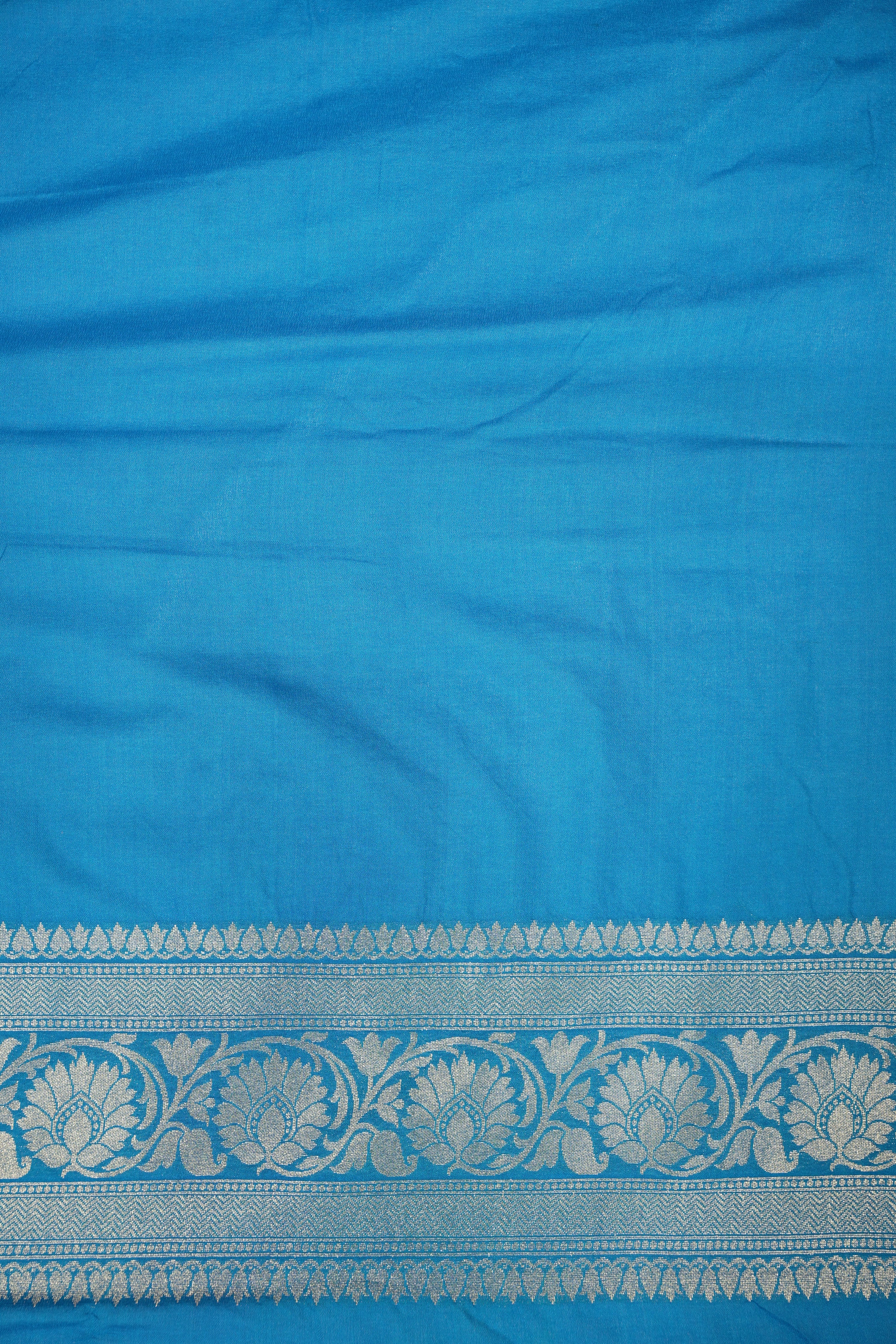 Fancy Geogette Saree Allover Gold Jaal Banarasi Saree  - Royal Blue X Blue