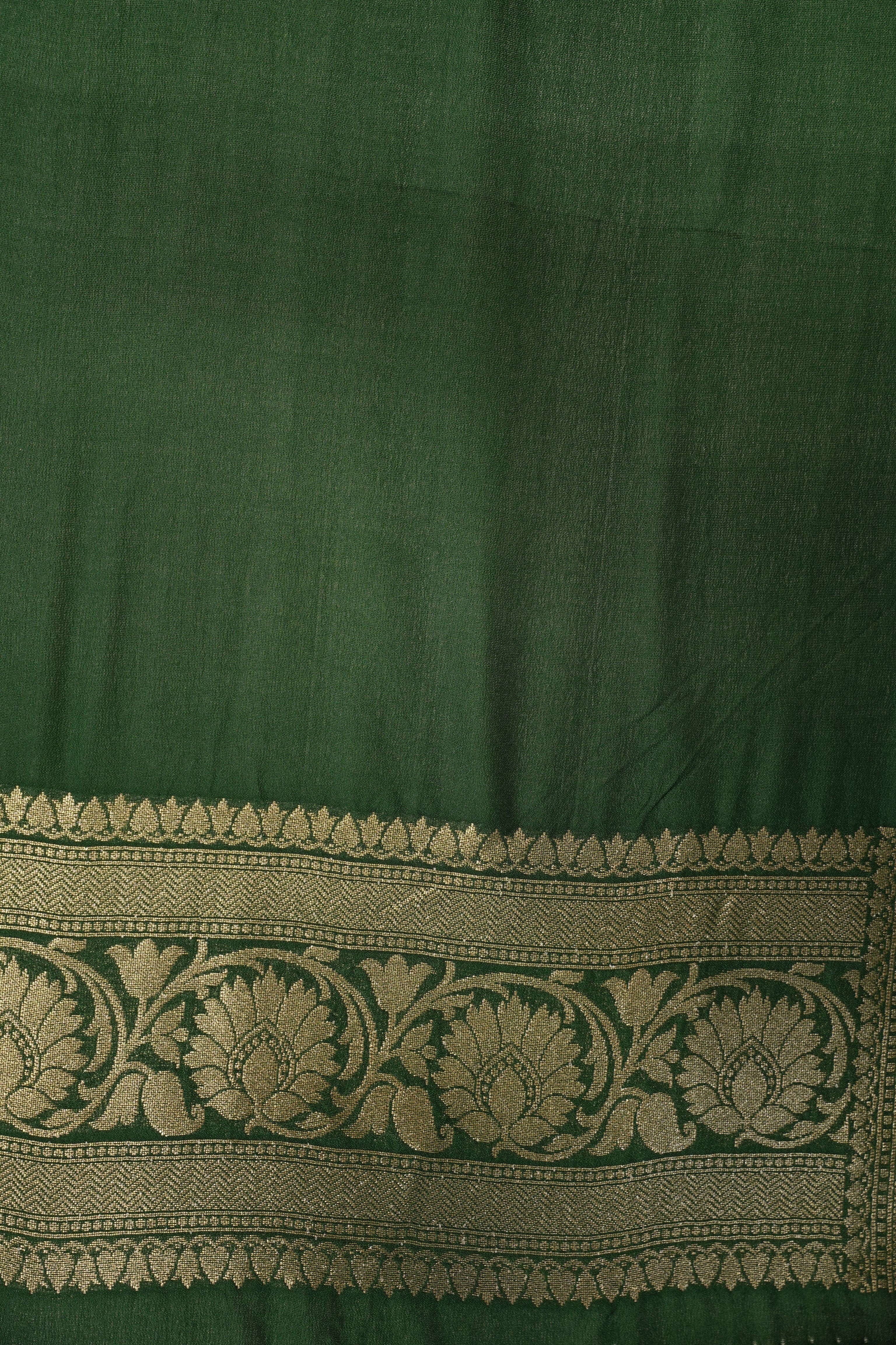 Fancy Geogette Saree Allover Gold Jaal Banarasi Saree  - Red & Green