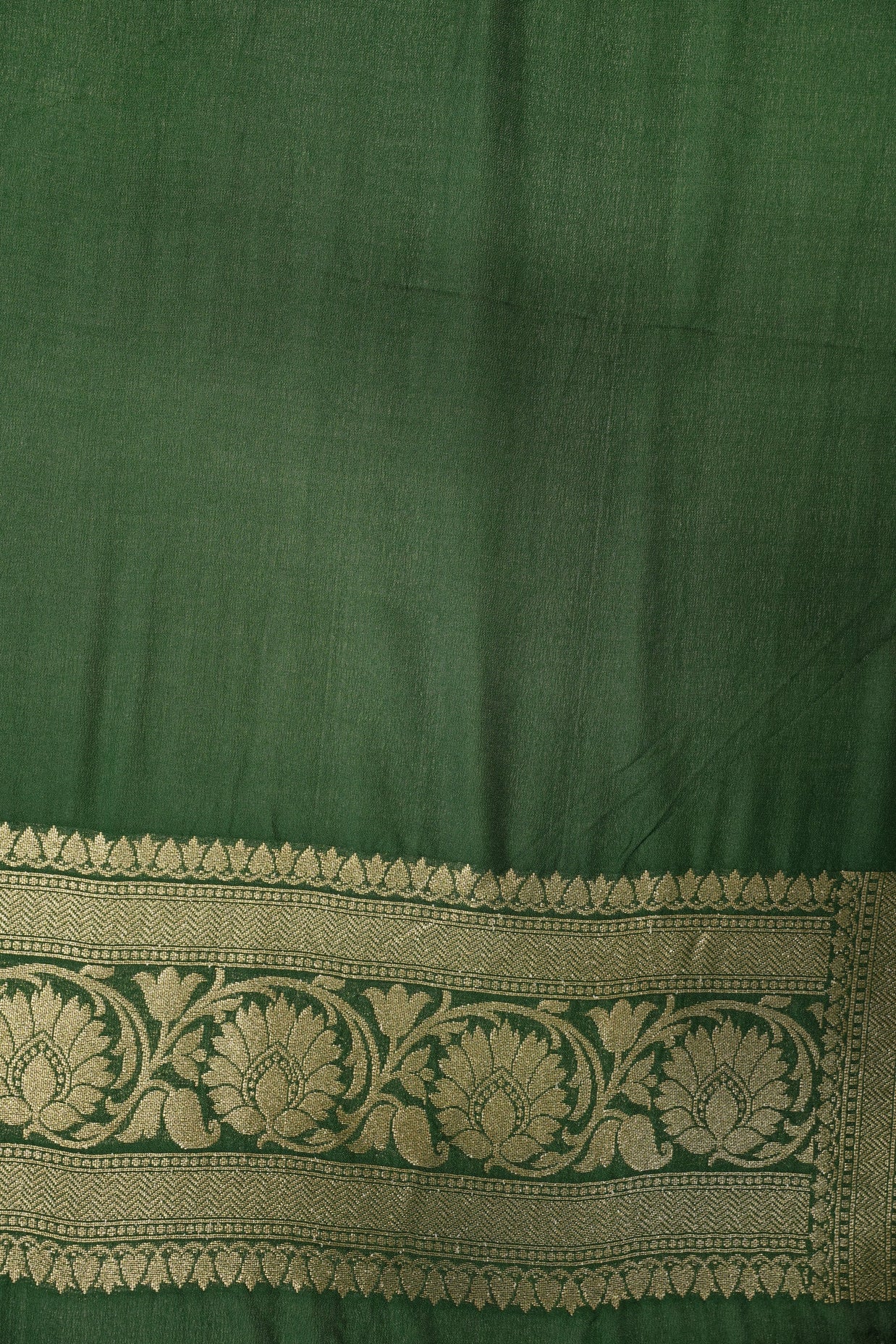 Fancy Geogette Saree Allover Gold Jaal Banarasi Saree  - Red X Bottle Green