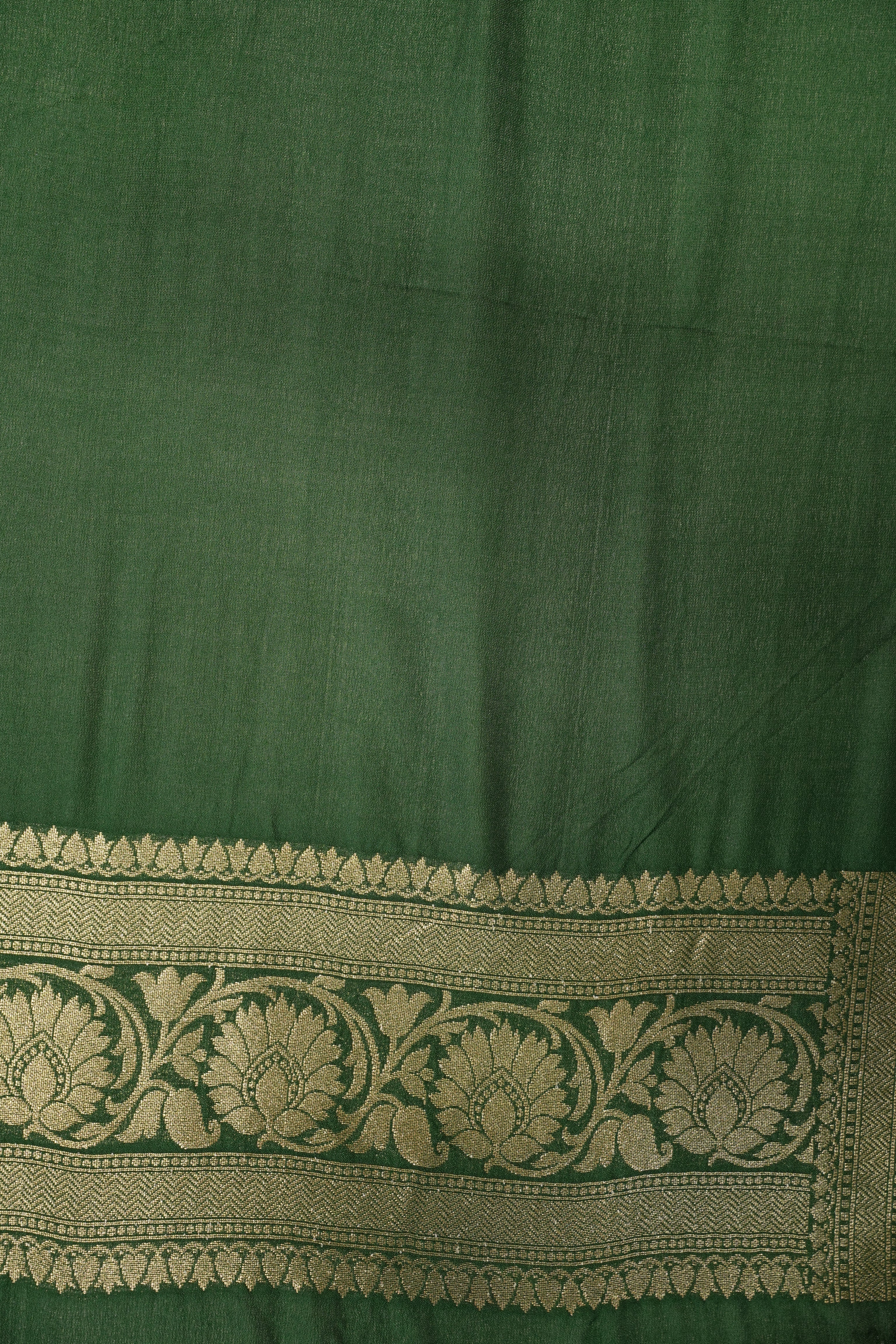 Fancy Geogette Saree Allover Gold Jaal Banarasi Saree  - Red X Bottle Green