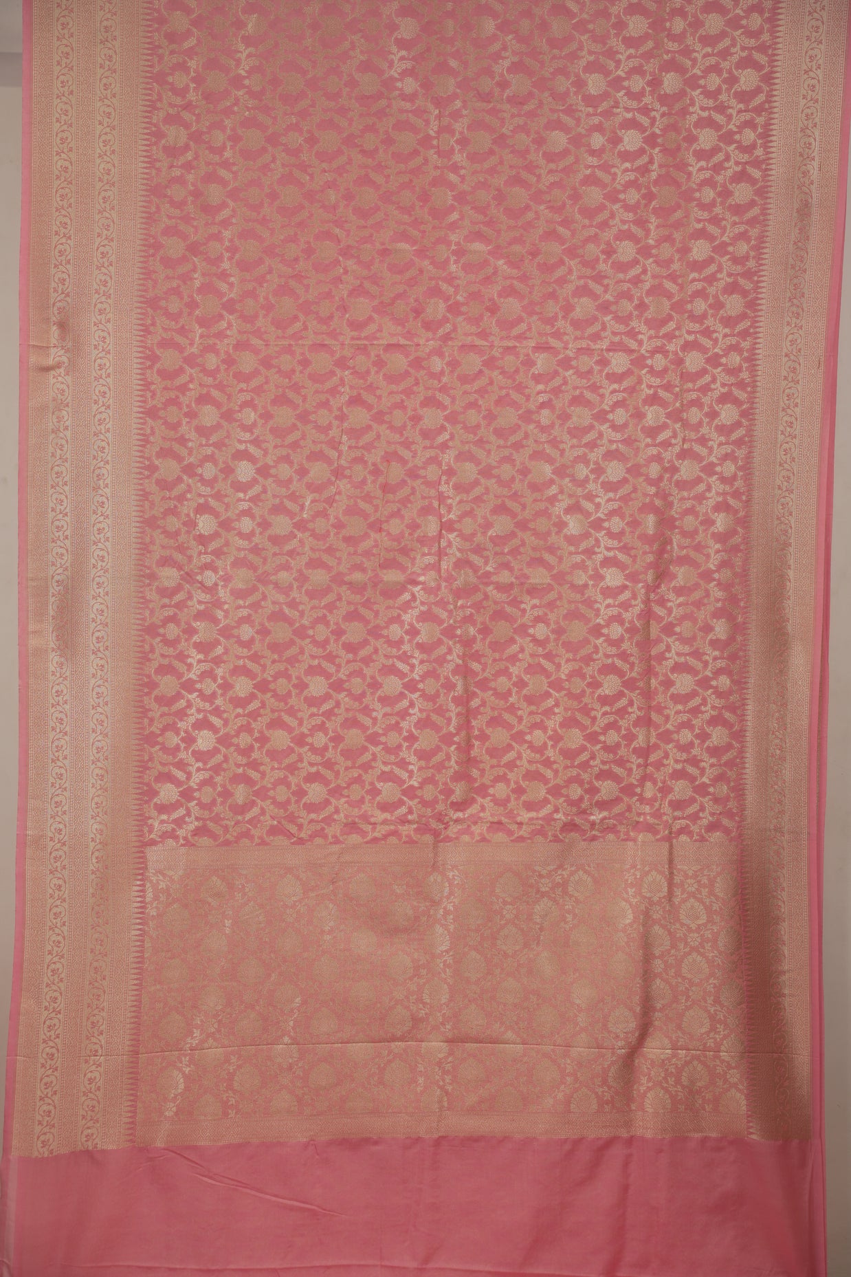 Fancy Geogette Saree Allover Gold Jaal Banarasi Saree  - Pink