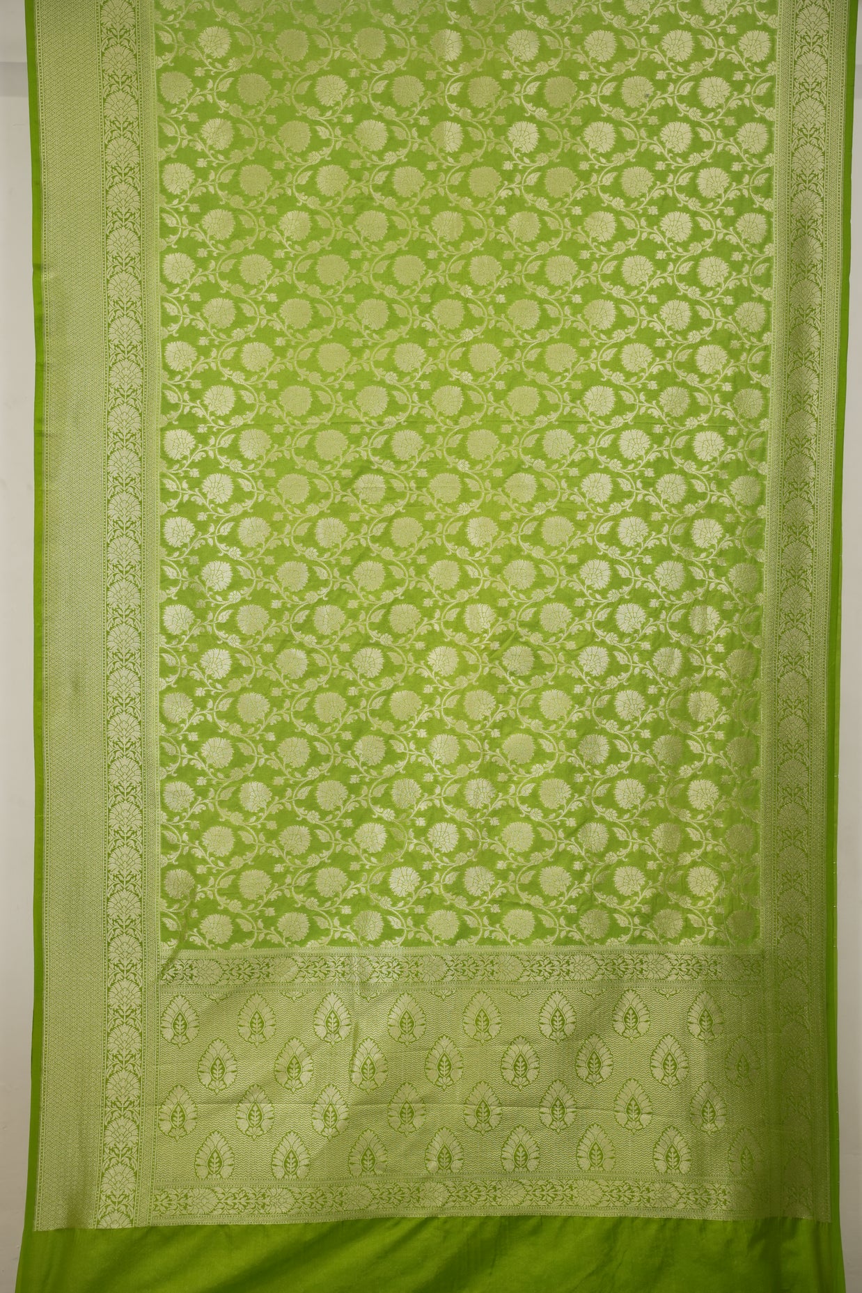 Fancy Geogette Saree Allover  Silver Jaal Banarasi Saree  - Green