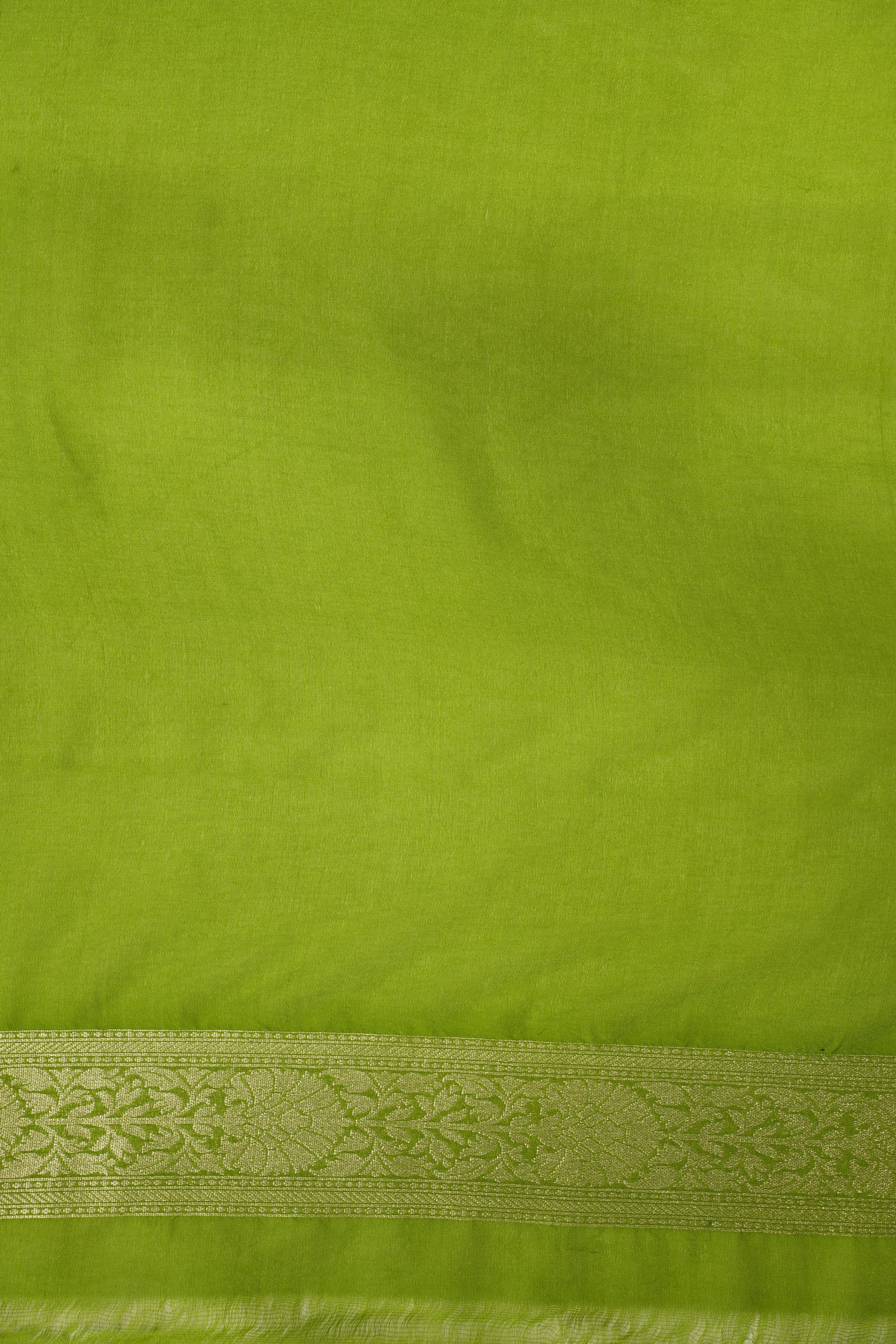 Fancy Geogette Saree Allover  Silver Jaal Banarasi Saree  - Green