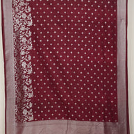 Fancy Geogette Saree Allover Silver Motif Banarasi Saree  - Red