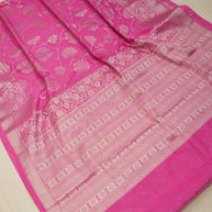 Fancy Katan Silk Gold Zari Jaal Work Banarasi Saree - Pink