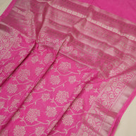 Fancy Katan Silk Gold Zari Jaal Work Banarasi Saree - Pink