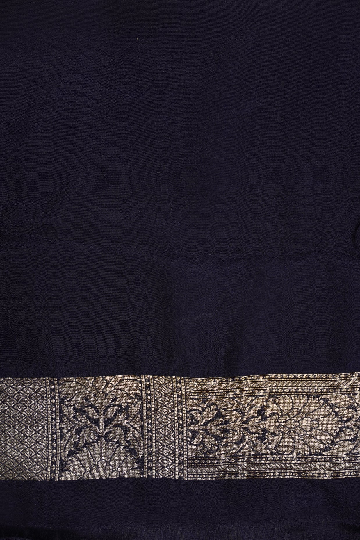 Fancy Geogette Saree Allover Gold Jaal Banarasi Saree  - Light Grey X Navy blue