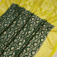 Fancy Geogette Saree Allover Gold Jaal Banarasi Saree  - Bottle Green X Yellow