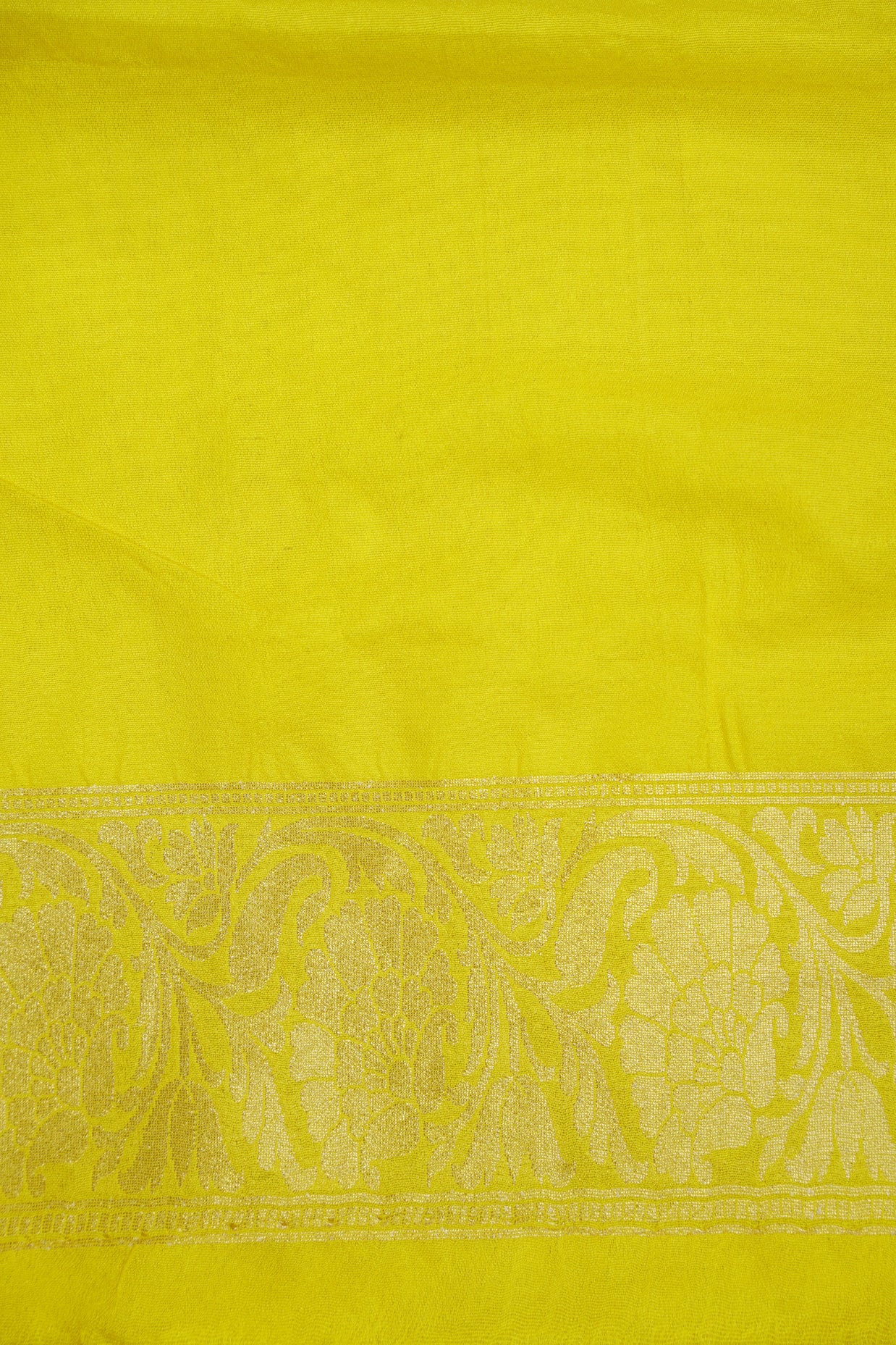 Fancy Geogette Saree Allover Gold Jaal Banarasi Saree  - Bottle Green X Yellow