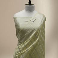 Cream Katan Silk With Silver Zari Work banarasi sarees
