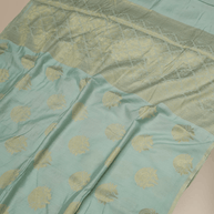 Sky Blue Katan Silk Gold Zari Work Banarasi Sarees