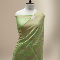Green Cotton Masrise Multi Colour Mina Motif Banarasi Sarees