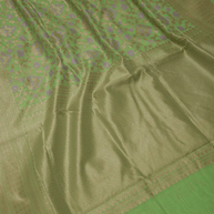 Green Cotton Masrise Multi Colour Mina Motif Banarasi Sarees