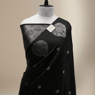 Black Katan Silk Gold Zari Work Banarasi Sarees