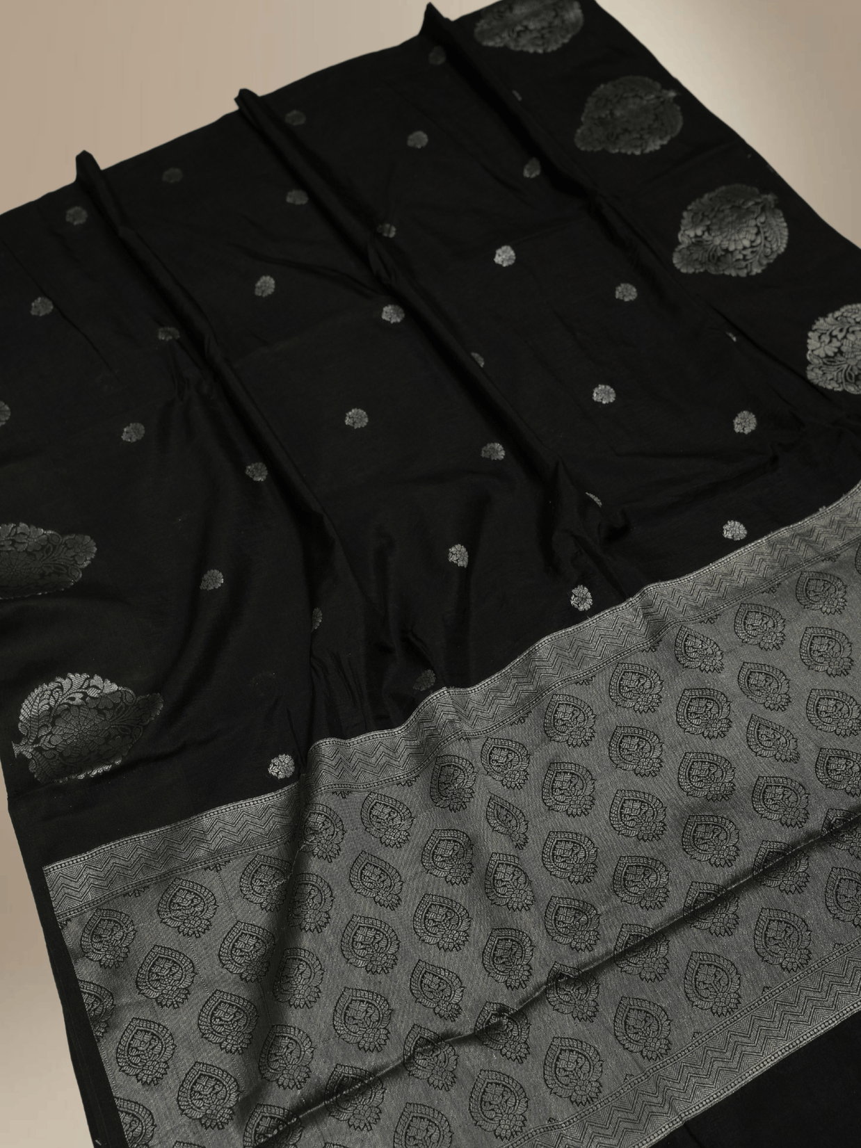 Black Katan Silk Gold Zari Work Banarasi Sarees