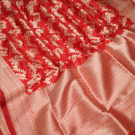 Red Pure Katan Silk Banarasi Sarees
