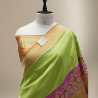 Green Pure Katan Silk kadwa Motif Banarasi Handloom Sarees