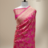 Rani Pink Pure Katan Silk Banarasi Saree