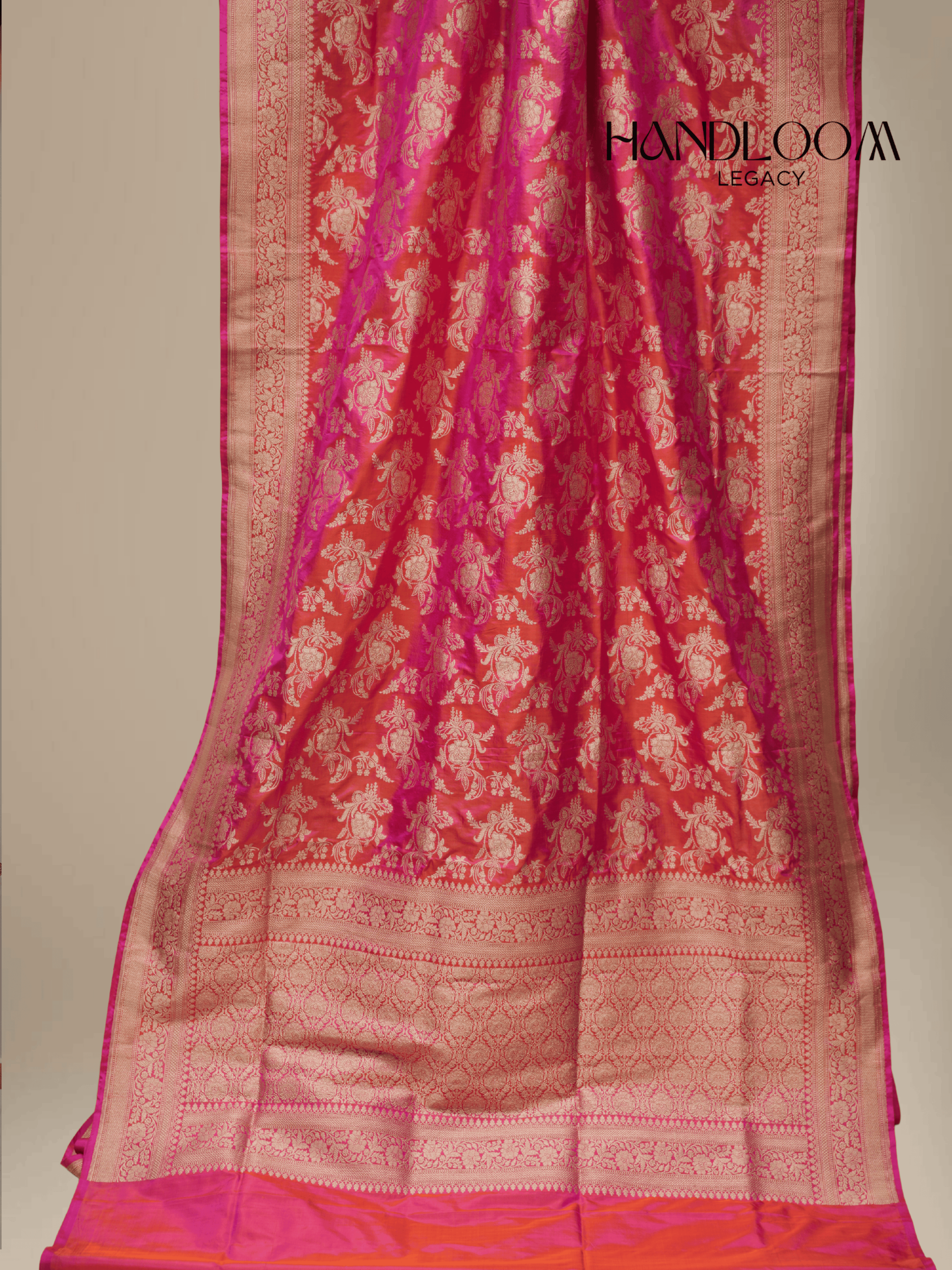Rani Pink Pure Katan Silk Banarasi Saree