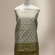 Banarasi Fancy Silk Suit with Zari Motif with Contrast Banarasi Dupatta - Mehendi Green