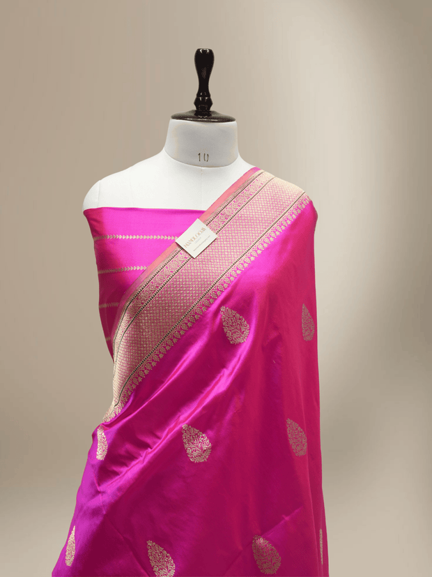 Rani Pure Katan Silk Kadwa Motif Handloom Banarasi Sarees