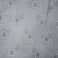 Grey pure cotton digital prints sarees with allover floral prints and zari woven border