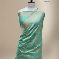 Sea Green Pure Katan Silk Banarasi Sarees