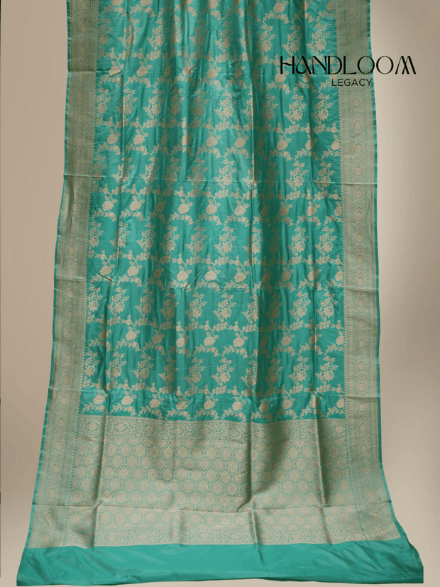 Sea Green Pure Katan Silk Banarasi Sarees