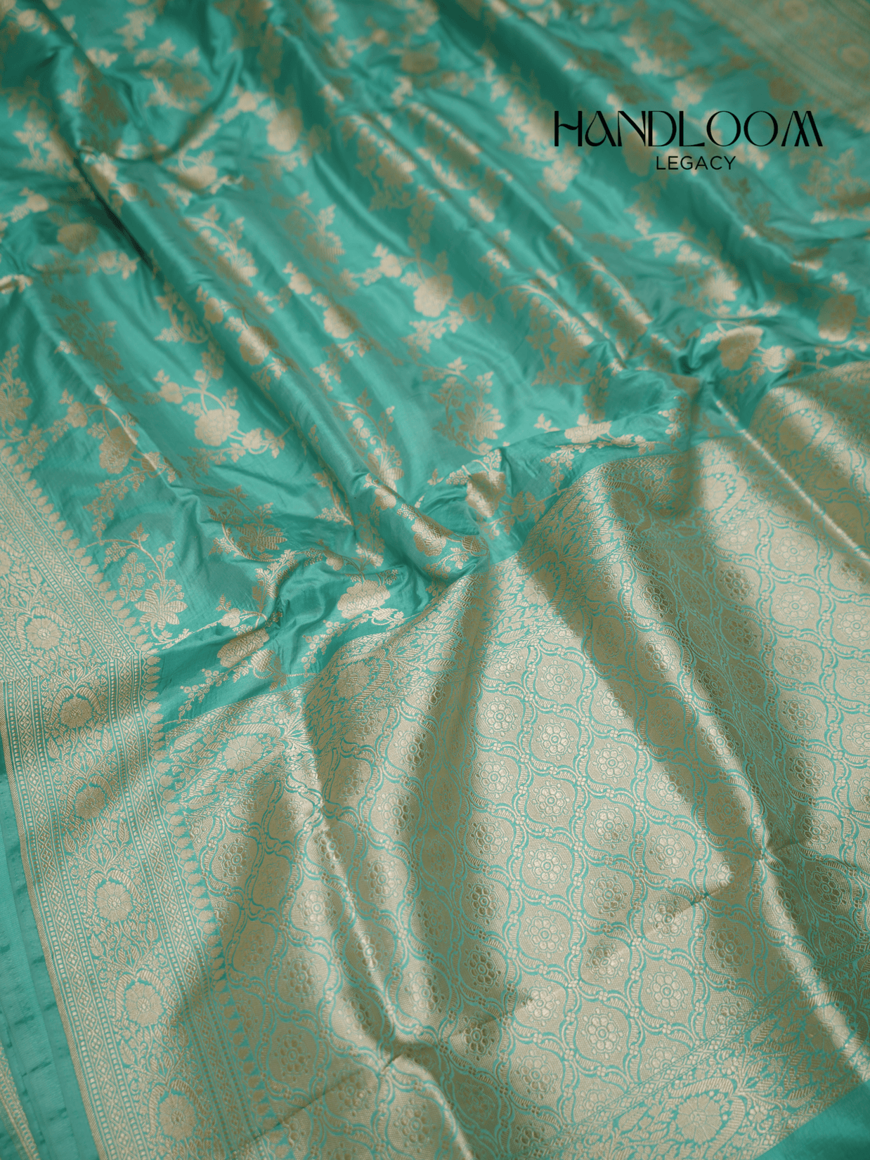 Sea Green Pure Katan Silk Banarasi Sarees