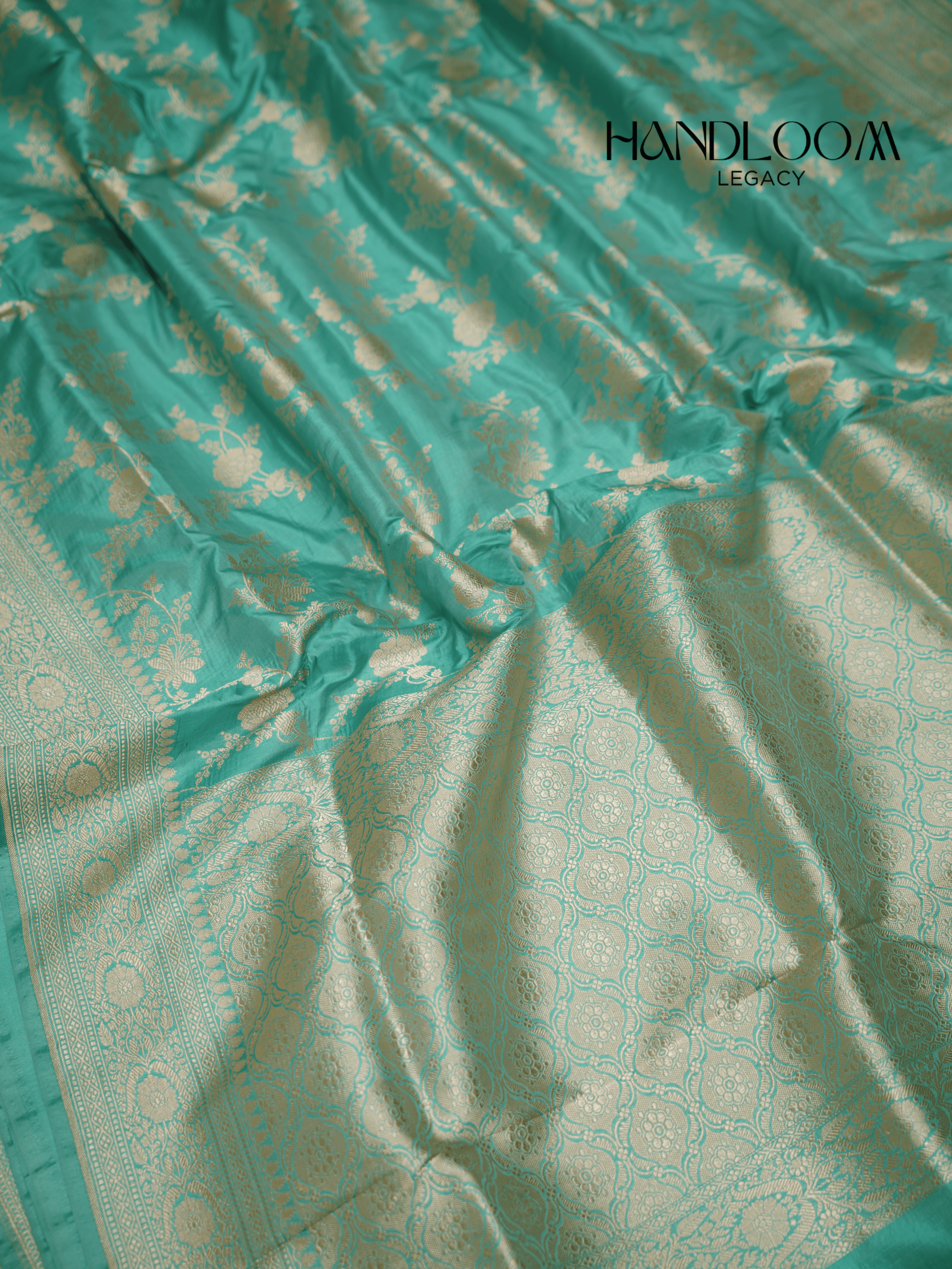 Sea Green Pure Katan Silk Banarasi Sarees