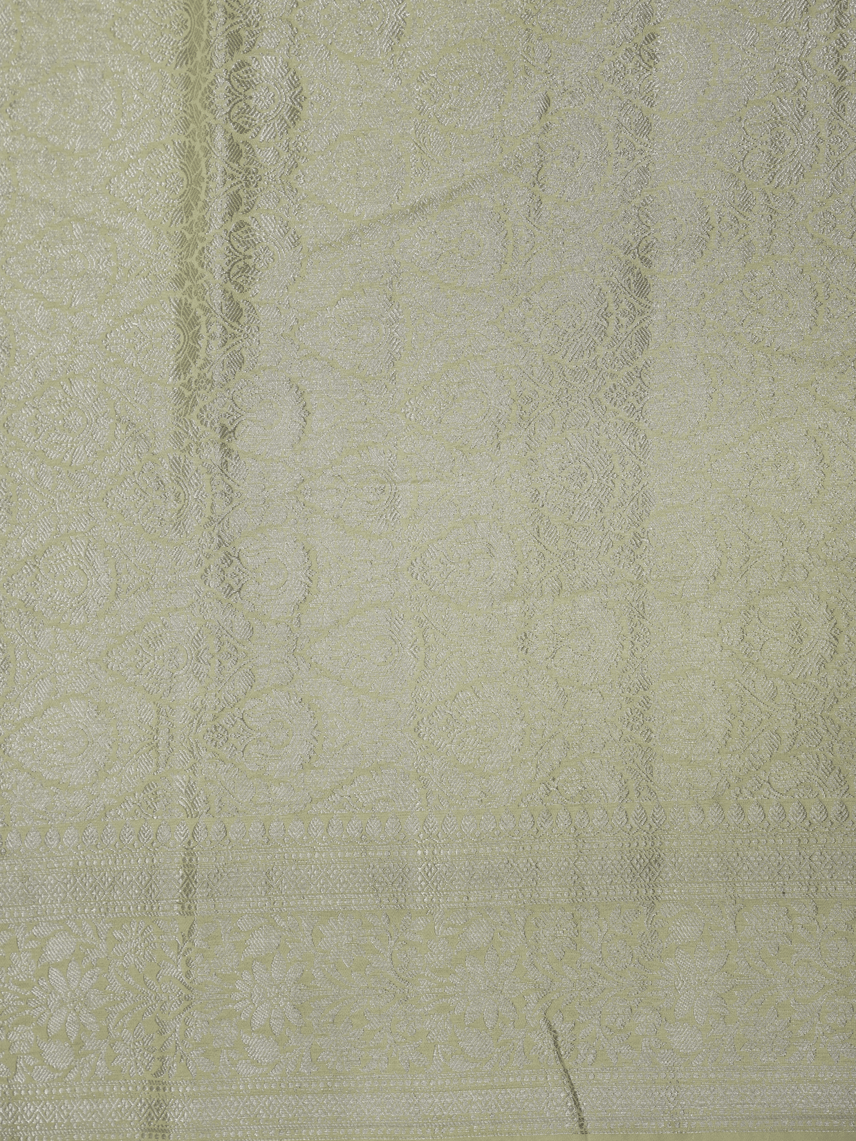 Cream Katan Silk With Silver Zari Work banarasi sarees