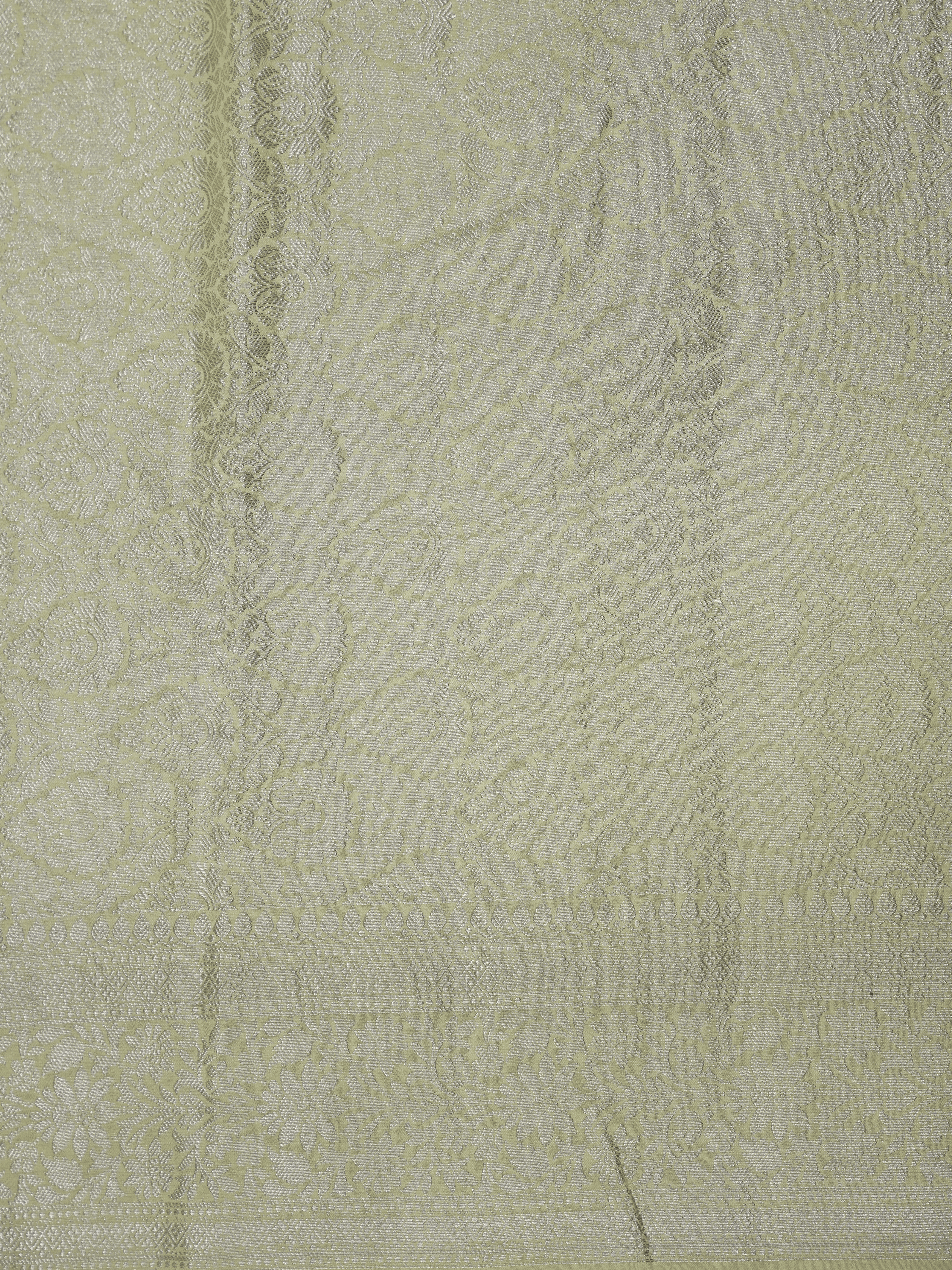 Cream Katan Silk With Silver Zari Work banarasi sarees