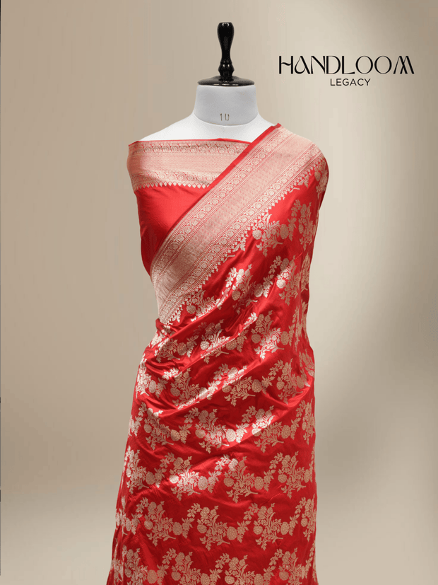 Red Pure Katan Silk Banarasi Sarees