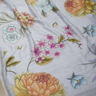 Grey pure cotton digital prints sarees with allover floral prints and zari woven border