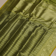 Green Pure Katan Silk Sona Ropa kadiyal Strip Handloom Banarasi Sarees