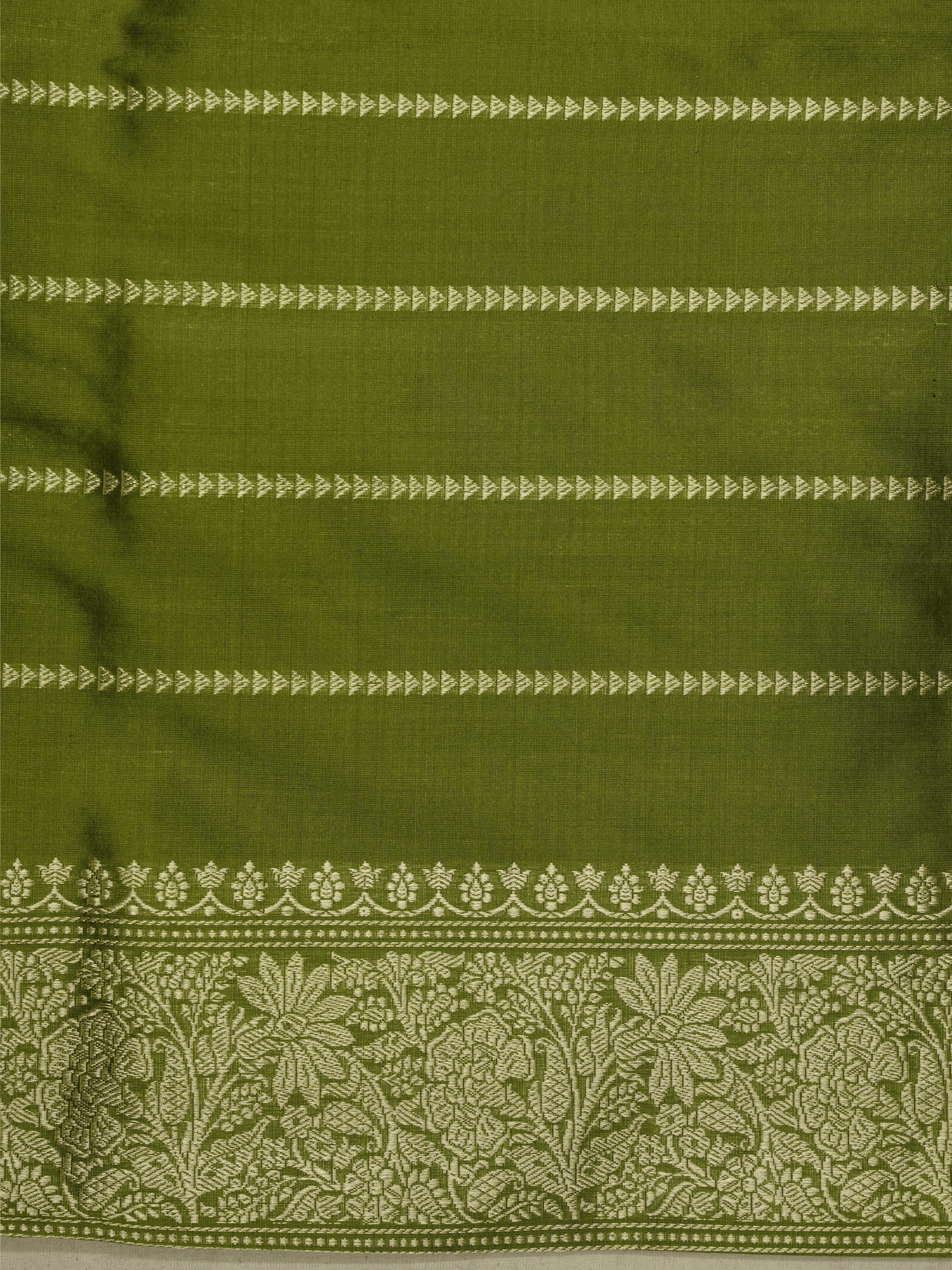 Green Pure Katan Silk Sona Ropa kadiyal Strip Handloom Banarasi Sarees