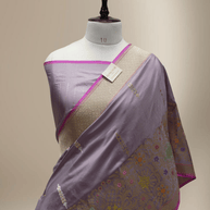 Lavender Pure Katan Silk Mina Kadua Motif Banarasi Handloom sarees
