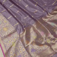 Lavender Pure Katan Silk Mina Kadua Motif Banarasi Handloom sarees