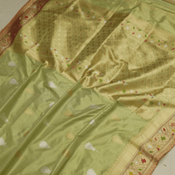 Pista Pure Katan Silk Ropa Sona Kadua Motif Banarasi Handloom sarees