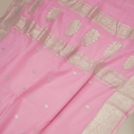 Pure Georgette kadua Banarasi Handloom Saree - Baby Pink