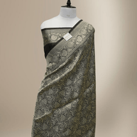 Pure Katan Silk Zari Tanchui Brocade Banarasi Saree - Black