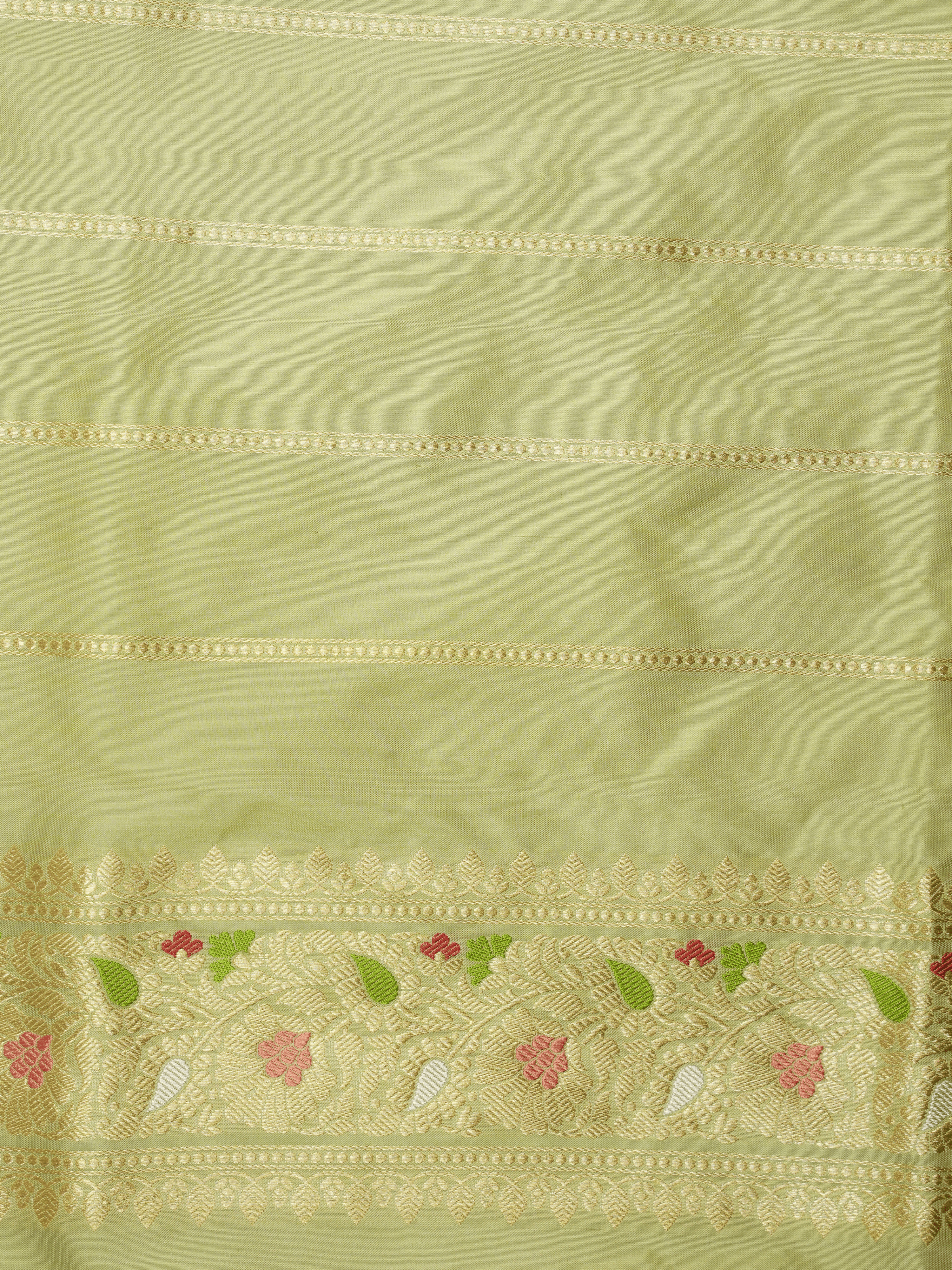 Pista Pure Katan Silk Ropa Sona Kadua Motif Banarasi Handloom sarees