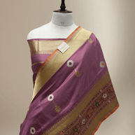 Magenta Pure Katan Silk Mina Kadua Motif Banarasi Handloom sarees
